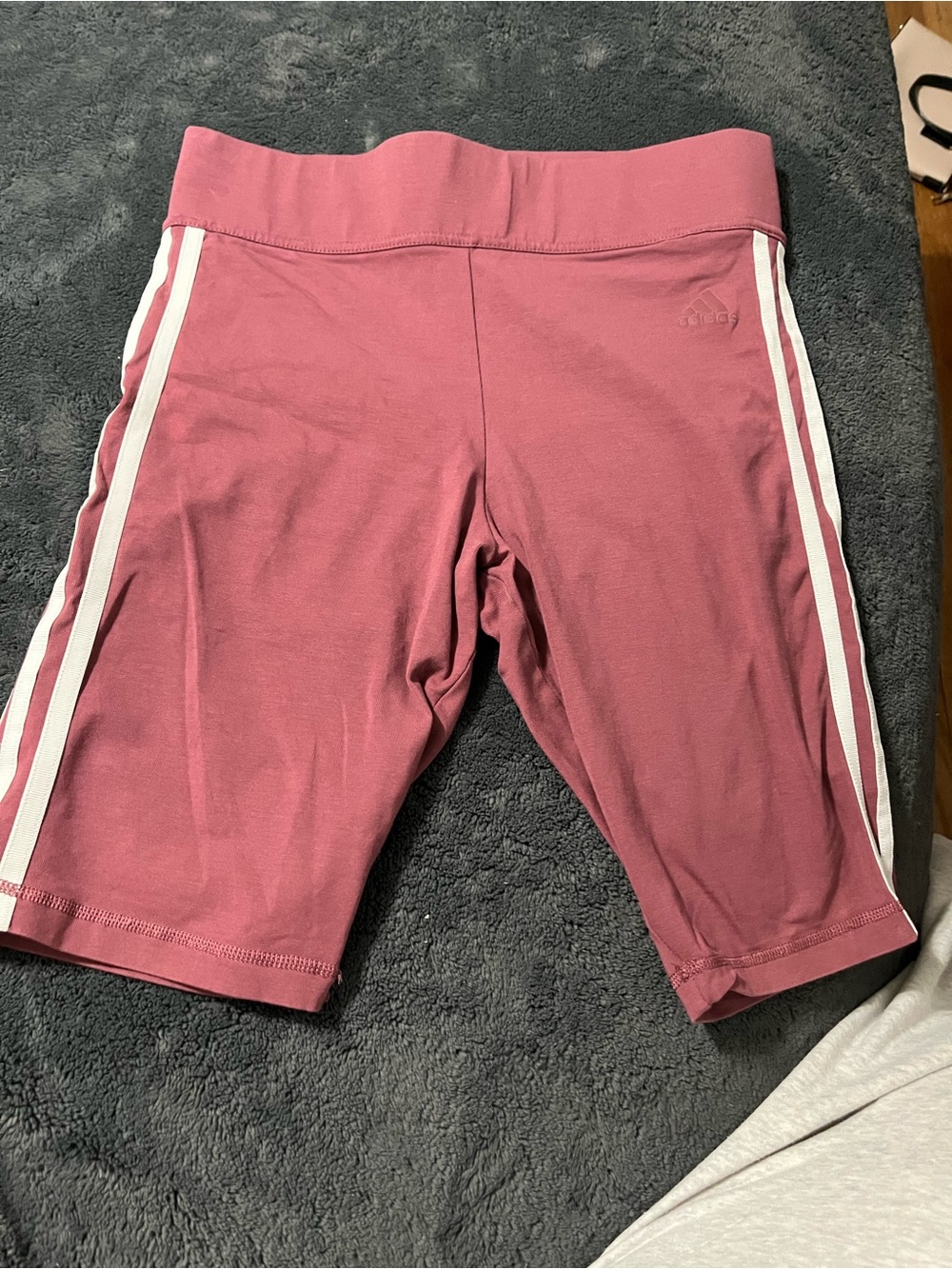 adidas Rose Pink Bike Shorts with White Side Stripes